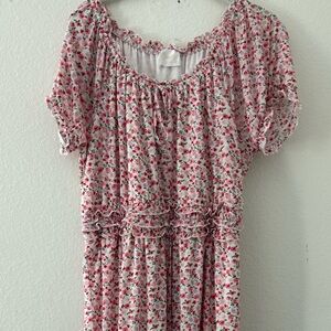 Floral Pink and White Dress